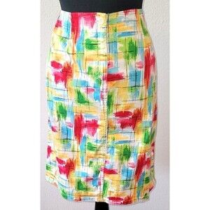 Talbot's Watercolor Stretch Colorful Pencil Skirt Size 10